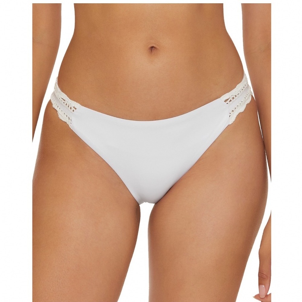 Becca by‎ Rebecca Virtue Colette American Fit Bikini Bottom White Crochet Medium